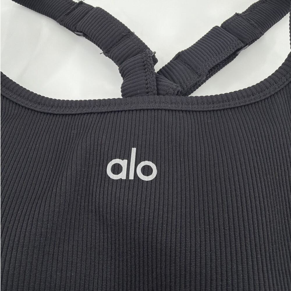 Alo Yoga Black Seamless Ribbed Favorite Bra Tank Size XS - Picture 4 of 9